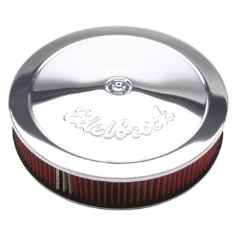 compare product Edelbrock Air Cleaner Pro-Flo Series Round 14 In Diameter Cloth Element 3/8In Dropped Base Chrome