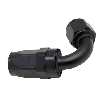 compare product DeatschWerks 8 AN Female Flare Swivel 120-Degree Hose End CPE - Anodized Matte Black