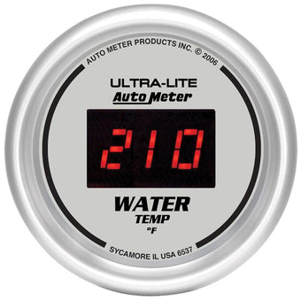 compare product Autometer Ultra-Lite 2-1/16in 340 Deg F Silver Dial Digital w/ Red LED Water Temperature Gauge