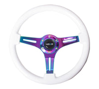 NRG Classic Wood Grain Steering Wheel (350mm) White Paint Grip w/Neochrome 3 - Spoke Center - My Store