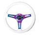 NRG Classic Wood Grain Steering Wheel (350mm) White Paint Grip w/Neochrome 3 - Spoke Center - My Store