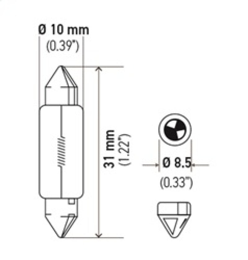 Hella Universal Clear 12V 10W 10x41mm T3.25 Bulb - My Store