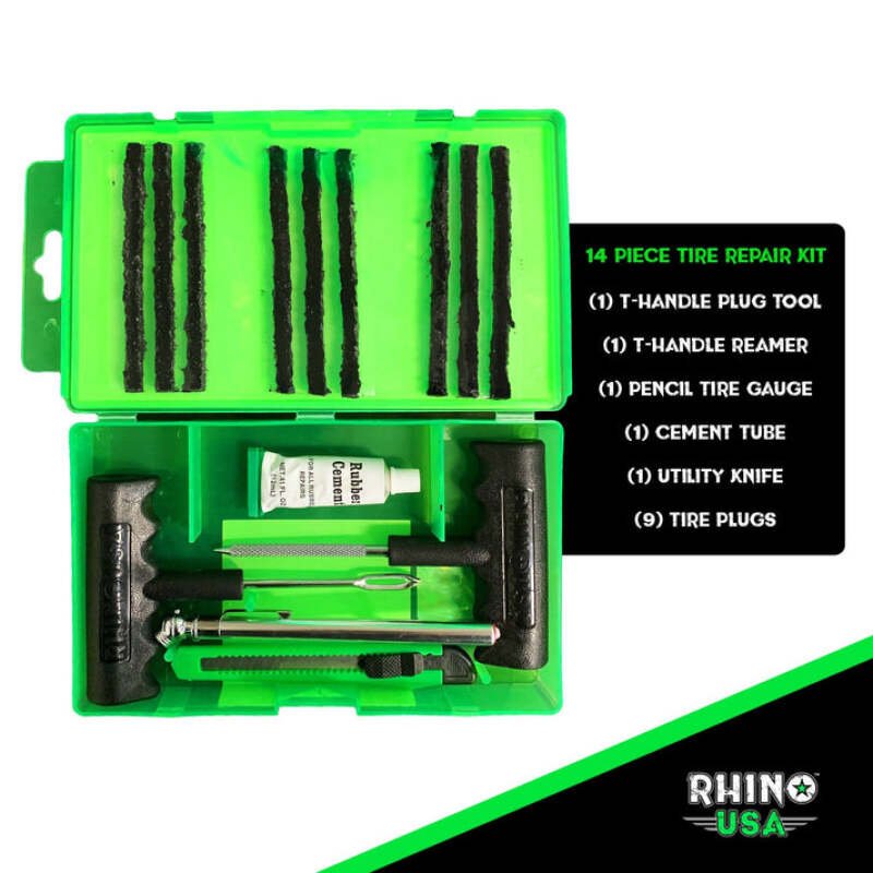 Rhino USA 14 - Piece Compact Tire Repair Plug Kit - My Store