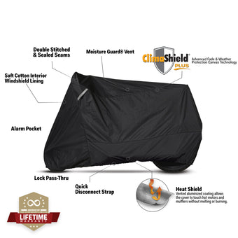 compare product Dowco Cruisers (Small/Medium Models) WeatherAll Plus Motorcycle Cover - Black