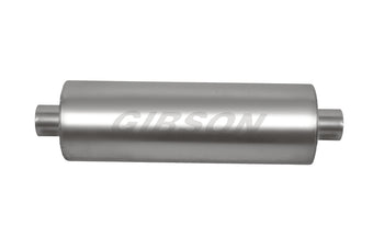 compare product Gibson SFT Superflow Center/Center Round Muffler - 8x24in/3in Inlet/3in Outlet - Stainless