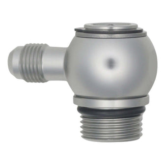 compare product DeatschWerks 10AN ORB Male to 6AN Male Flare Low Profile 90-Degree Swivel - Anodized DW Titanium