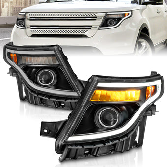 compare product ANZO 11-15 Ford Explorer (w/Factory Halogen HL Only) Projector Headlights w/Light Bar Black Housing