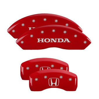 compare product MGP 4 Caliper Covers Engraved Front Honda Engraved Rear H Logo Red finish silver ch
