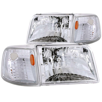 compare product ANZO 1993-1997 Ford Ranger Crystal Headlights Chrome w/ Corner Lights 2pc