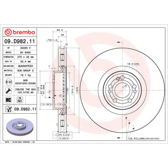 compare product Brembo OE 20-23 Mercedes-Benz GLE450/GLE580/GLS450/2020 GLS580 UV Coated Brake Disc - Front Left