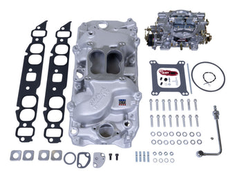compare product Edelbrock Manifold And Carb Kit Performer Big Block Chevrolet Oval Port Natural Finish