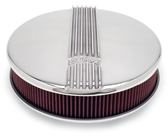compare product Edelbrock Air Cleaner Classic Series Round Aluminum Top Cloth Element 14In Dia X 3 9In Polished