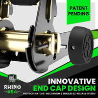 Rhino USA Medium Duty Ratchet Strap Tie - Down 4 - Pack (Green) - My Store
