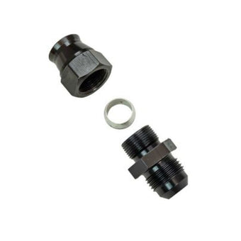 compare product Moroso Aluminum Fitting Adapter 8AN Male to 1/2in Tube Compression - Black
