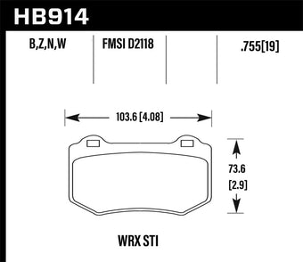 compare product Hawk 2018 Subaru WRX STI HPS 5.0 Rear Brake Pads