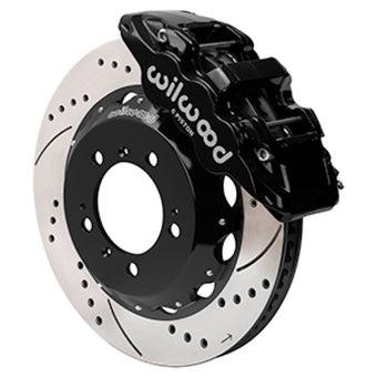 compare product Wilwood 99-12 Porsche 911 (996/997) Aero6 Front Brake Kit Drill/Slot 14.00in Rotor W/Lines - Blk