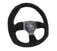 NRG Reinforced Steering Wheel (320mm Horizontal / 330mm Vertical) Black Suede w/Black Stitching - My Store