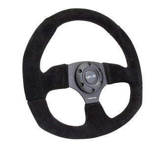compare product NRG Reinforced Steering Wheel (320mm Horizontal / 330mm Vertical) Black Suede w/Black Stitching