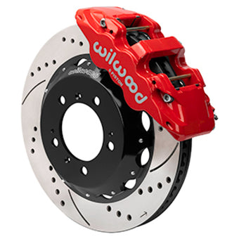 compare product Wilwood 99-12 Porsche 911 (996/997) Aero6 Front Brake Kit Drill/Slot 14.00in Rotor W/Lines - Red