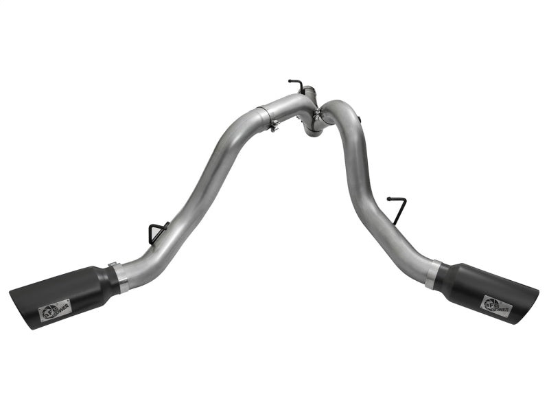 aFe LARGE Bore HD 4in Dual DPF - Back SS Exhaust w/Black Tip 16 - 17 GM Diesel Truck V8 - 6.6L (td) LML - My Store