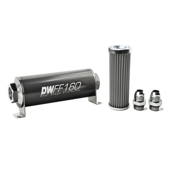 compare product DeatschWerks Stainless Steel 10AN 100 Micron Universal Inline Fuel Filter Housing Kit (160mm)