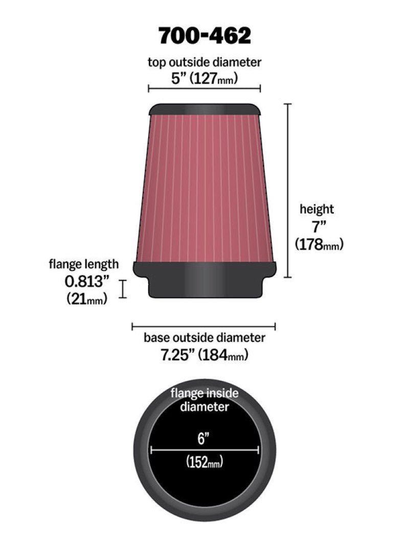 Airaid Universal Air Filter - Cone 6 x 7 - 1/4 x 5 x 7 - My Store