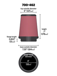 Airaid Universal Air Filter - Cone 6 x 7 - 1/4 x 5 x 7 - My Store