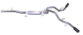 compare product Gibson 14-18 GMC Sierra 1500 Denali 5.3L 3in/2.25in Cat-Back Dual Extreme Exhaust - Black Elite