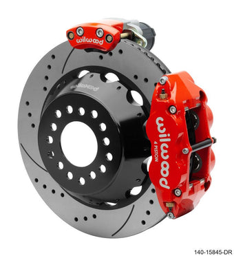 compare product Wilwood Narrow Superlite 4R Rear P-Brk Kit 14.00in Rotor Big Ford New Style 2.50in Offset - SRP Red