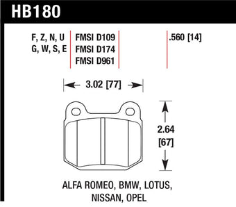 compare product Hawk 03-06 Evo / 04-09 STi / 03-07 350z Track Performance Ceramic Street Rear Brake Pads