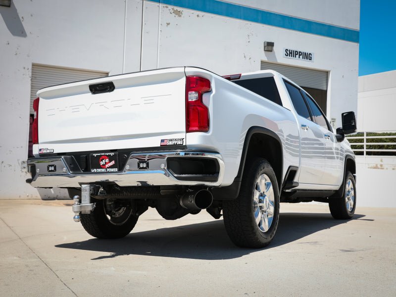 aFe Large Bore - HD 5 IN 409 SS DPF - Back Exhaust System w/Black Tip 20 - 21 GM Truck V8 - 6.6L - My Store