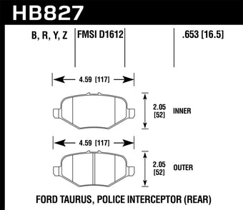 compare product Hawk 13-16 Ford Taurus SHO HPS 5.0 Rear Brake Pads