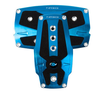 compare product NRG Brushed Aluminum Sport Pedal A/T - Blue w/Black Rubber Inserts