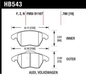 compare product Hawk 2006-2009 Audi A3 TFSIi Quattro 2.0 HPS 5.0 Front Brake Pads