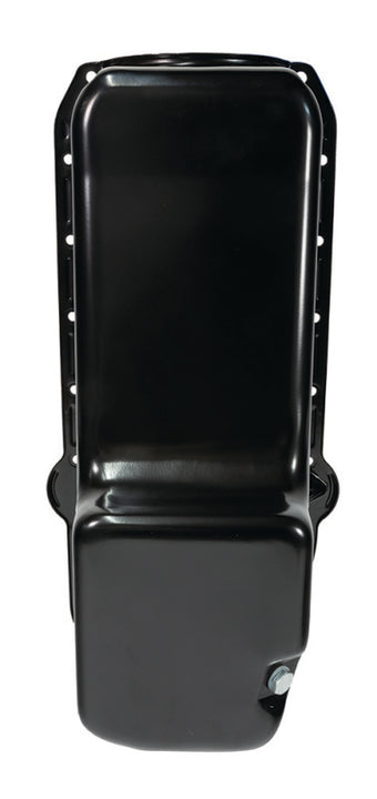 compare product Moroso Pre-80 Chevrolet Small Block (w/Driver Side Dipstick) Wet Sump 5qt 7.5in Steel Oil Pan - Blk