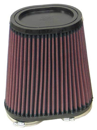 compare product K&N Universal Rubber Filter Dual Flange Oval Tprd 3.75in Base O/S W x 3.438in Top O/S W x 6.75in H