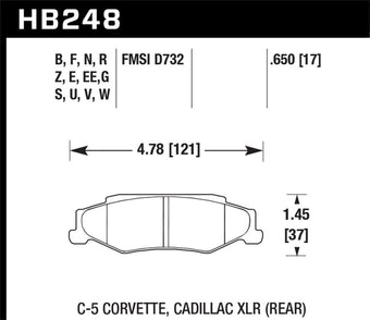 compare product Hawk 03-04 Chevrolet Corvette 5.7L 50th Anniversary Edition Rear ER-1 Brake Pads