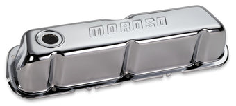 compare product Moroso Ford 302/351W Valve Cover - w/o Baffles - Stamped Steel Chrome Plated - Pair