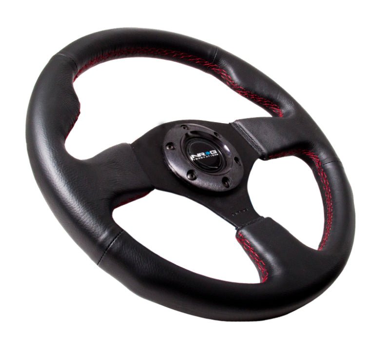 NRG Reinforced Steering Wheel (320mm) Leather w/Red Stitch - My Store
