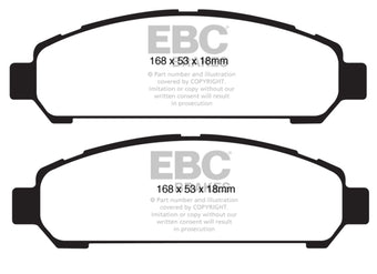 compare product EBC 08+ Toyota Venza 2.7 Yellowstuff Front Brake Pads