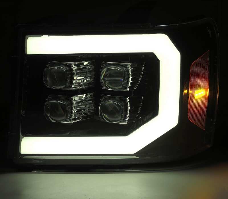 AlphaRex 07 - 13 GMC 1500HD NOVA LED Proj Headlight Plank Style Gloss Blk w/Activ Light/Seq Signal/DRL - My Store