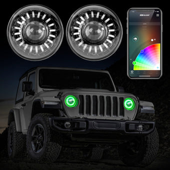 compare product XK Glow 2pc 7in App Control RGB Wrangler JL Headlight Kit w/ Mounting Brackets