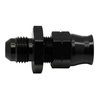 compare product DeatschWerks 6AN Male Flare to 3/8in Hardline Compression Adapter - Anodized Matte Black