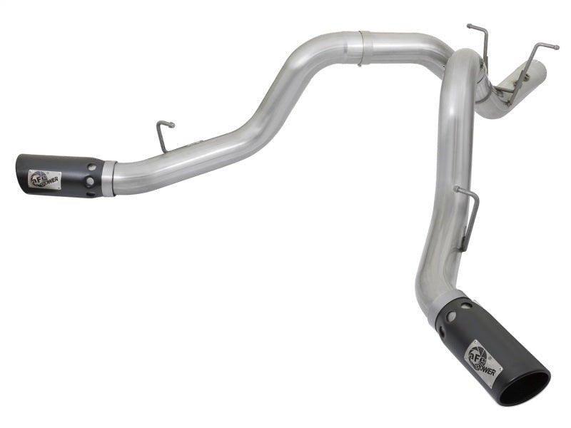 aFe ATLAS 4in DPF - Back Alum Steel Exhaust System w/Dual Exit Black Tip 2017 GM Duramax 6.6L (td) - My Store