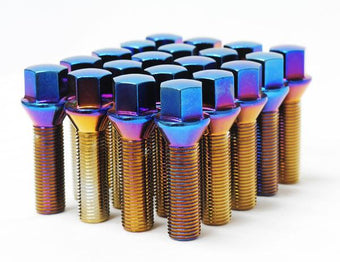 compare product Wheel Mate Mevius Lug Bolt Set of 20 - Blue Neon 14x1.50 27mm Cone 60 DEG TAP