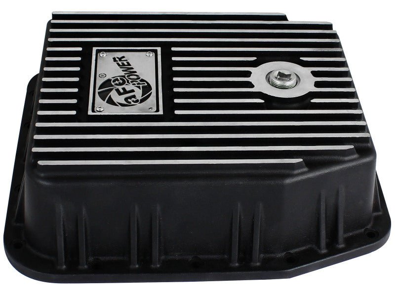aFe POWER Transmission Pan Ford Trucks 80 - 92 (AOD Transmission) - Black w/ Machined Fins - My Store