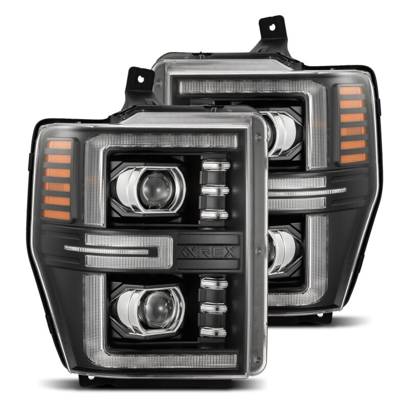 AlphaRex 08 - 10 Ford F250 - 550 LUXX - Series LED Projector Headlights Black w/Activ Light/Seq Signal - My Store