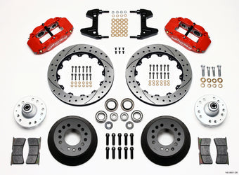 compare product Wilwood Narrow Superlite 6R Front Hub Kit 12.88in Drill Red 74-80 Pinto/Mustang II Disc Spindle only
