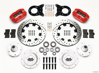 compare product Wilwood Dynapro Dust-Boot Front Kit 12.19in Drill Red 1965-1969 Mustang Disc & Drum Spindle