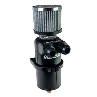 compare product Moroso Dual Inlet -12AN Billet Breather Tank Catch Can - Black